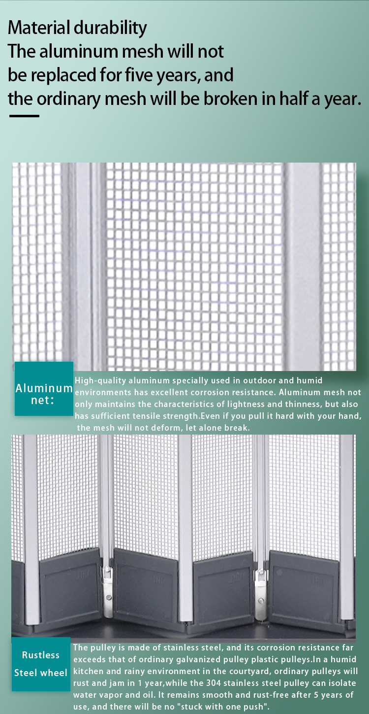 45V flat mesh/V mesh folfing screen door