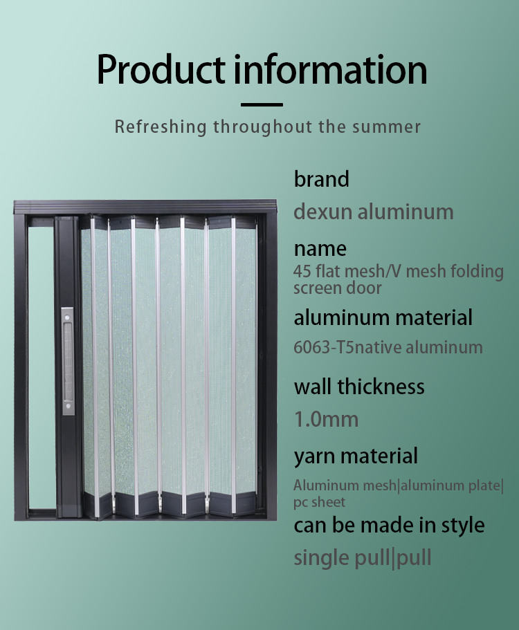 45V flat mesh/V mesh folfing screen door